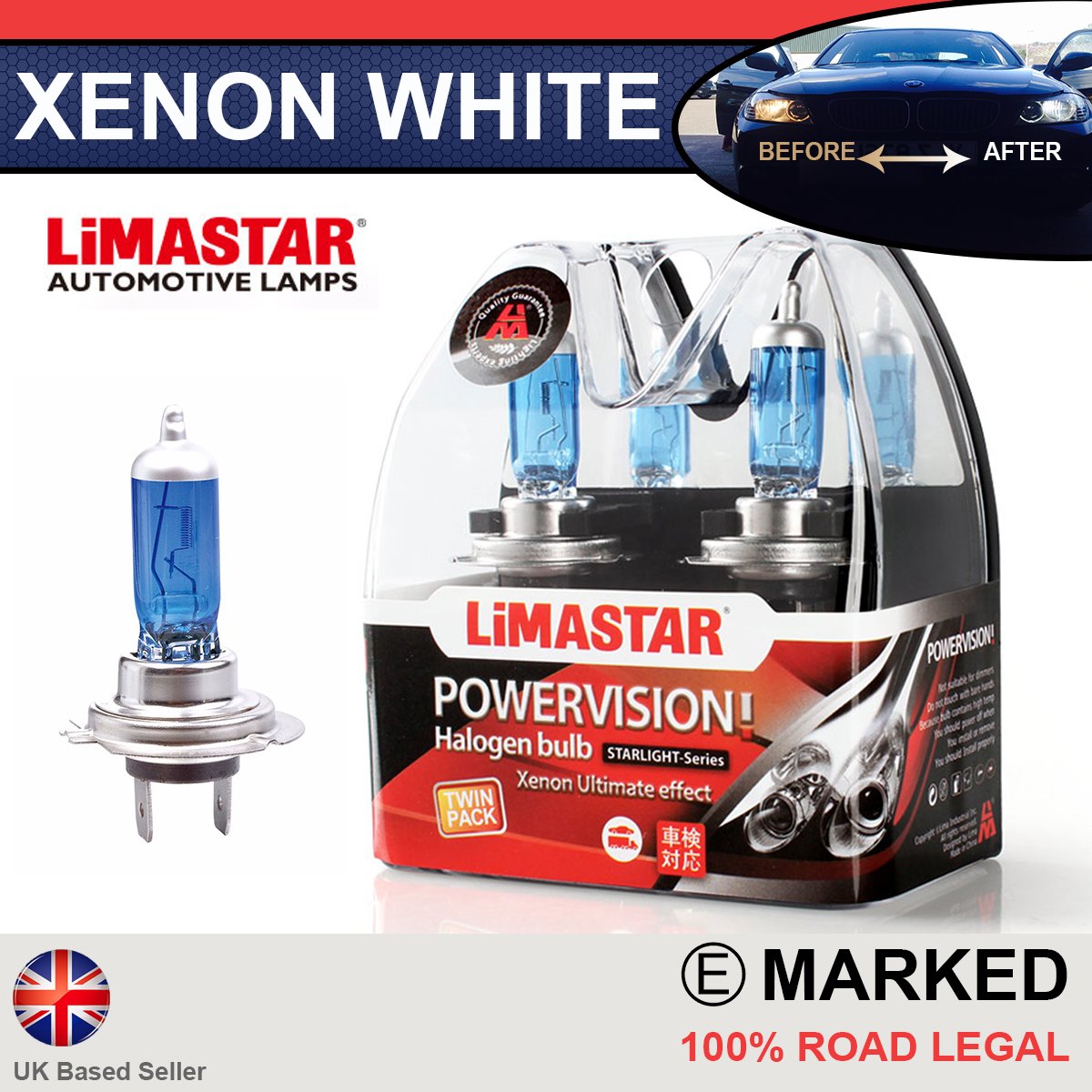 H7 477 55w Limastar Xenon White Halogen Bulbs (PAIR) – Custom LED