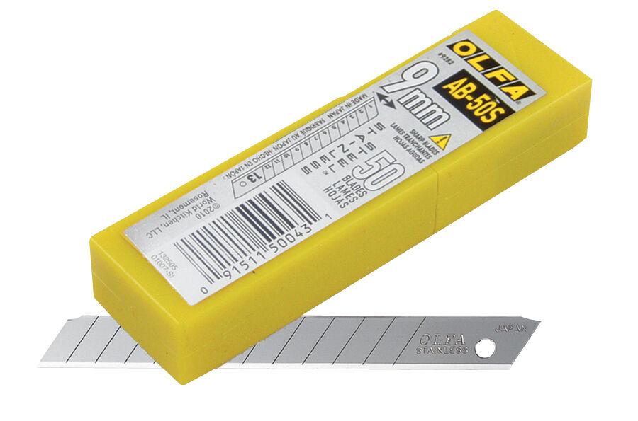 Olfa AB50S Stainless Steel 9mm Snap Blades 9mm 45° (50 PACK)