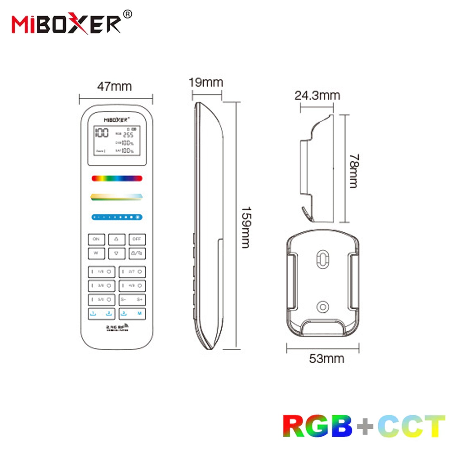 Mi Boxer RGB RGBW CCT 2.4G RF 100 Zone Remote FUT100