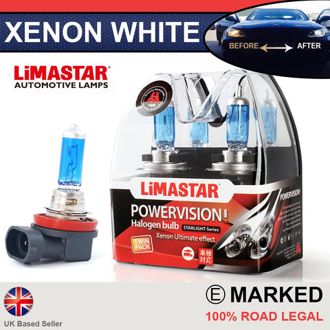 H8 708 55w Limastar Xenon White Halogen Bulbs (PAIR)