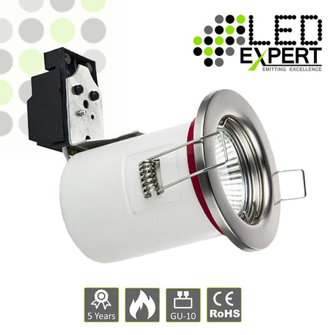 Fire Rated White / Nickel Cast GU10 Fixed Downlight