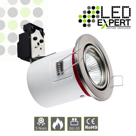 Fire Rated White / Nickel Cast GU10 Tilting Downlight