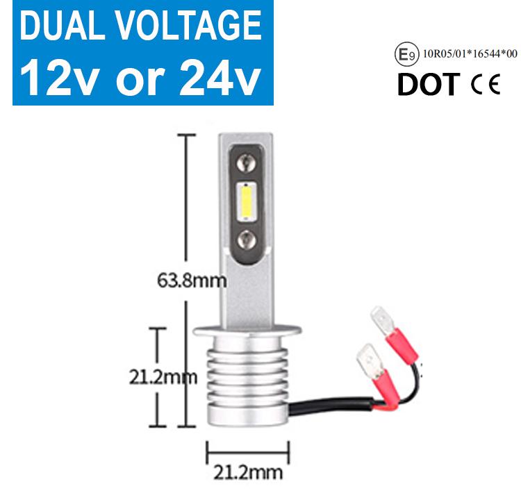2 x H1 LED Headlight Bulbs - 4000LM