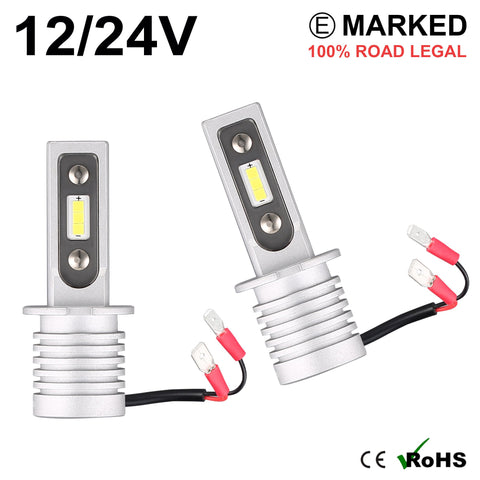 2 x H3 LED Headlight Bulbs - 4000LM