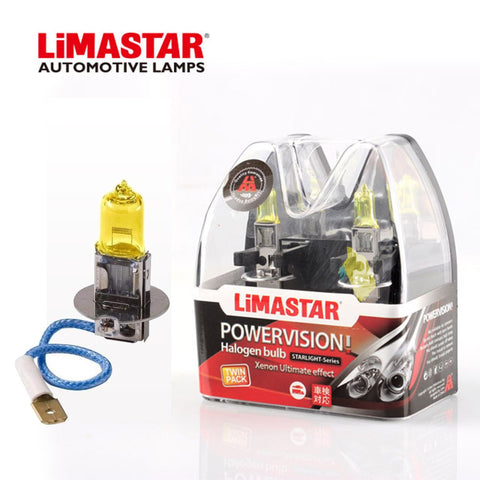 12v H3 453 55w Limastar Golden Yellow Halogen Bulbs (PAIR)