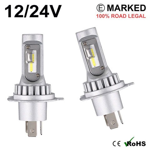 2 x H4 LED Headlight Bulbs - 4000LM