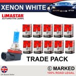 H8 708 55w Limastar Xenon White Halogen Bulbs (10 PACK)