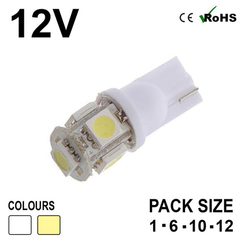 12v 501 5 SMD LED Capless Bulb