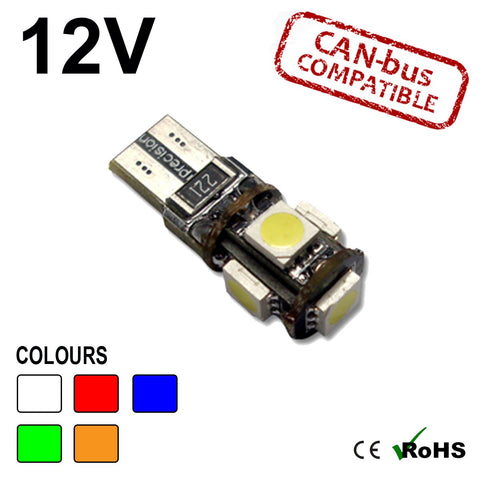 12v 501 5 SMD LED Capless Bulb (canbus)